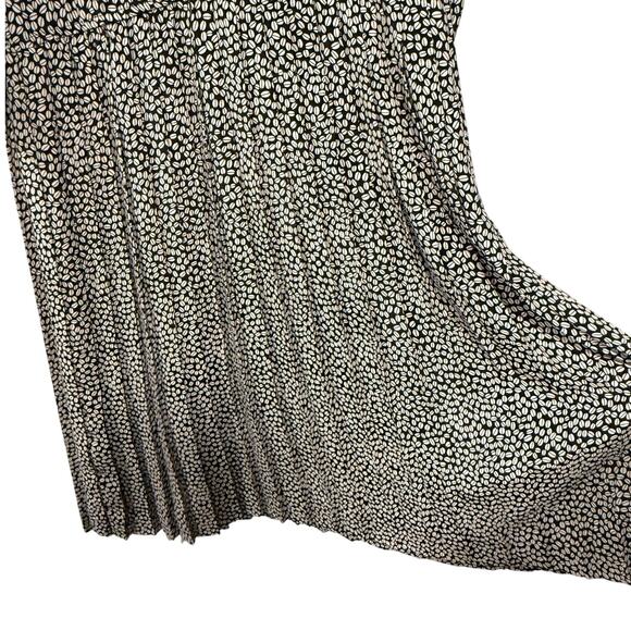 Vintage L Silky Secretary Midi Dress Pleated Puff Shoulder Sezane Collar Chain - Picture 5 of 16